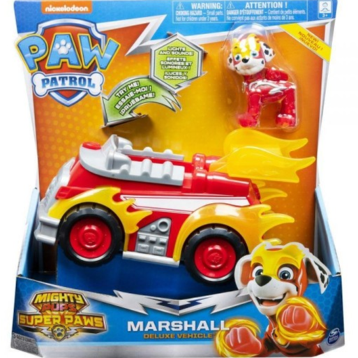 Paw Patrol Mighty Pups Super Paws Marshall Deluxe køretøj