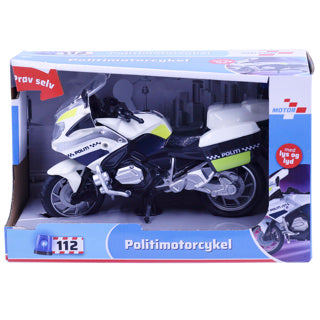 Politimotorcykel m/lys og lyd 18cm