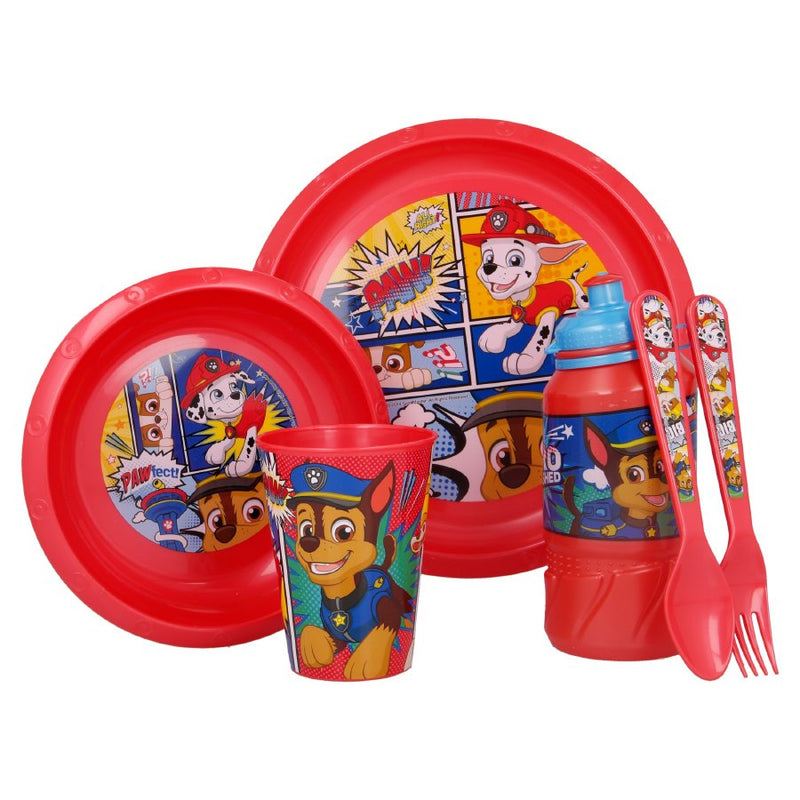 Paw Patrol Spisesæt - Tallerken, skål, krus, drikkedunk, gaffel, ske