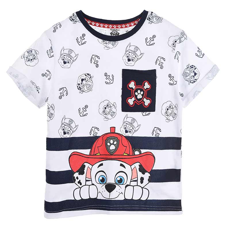 Paw Patrol T-shirt m. print - Hvid/blå