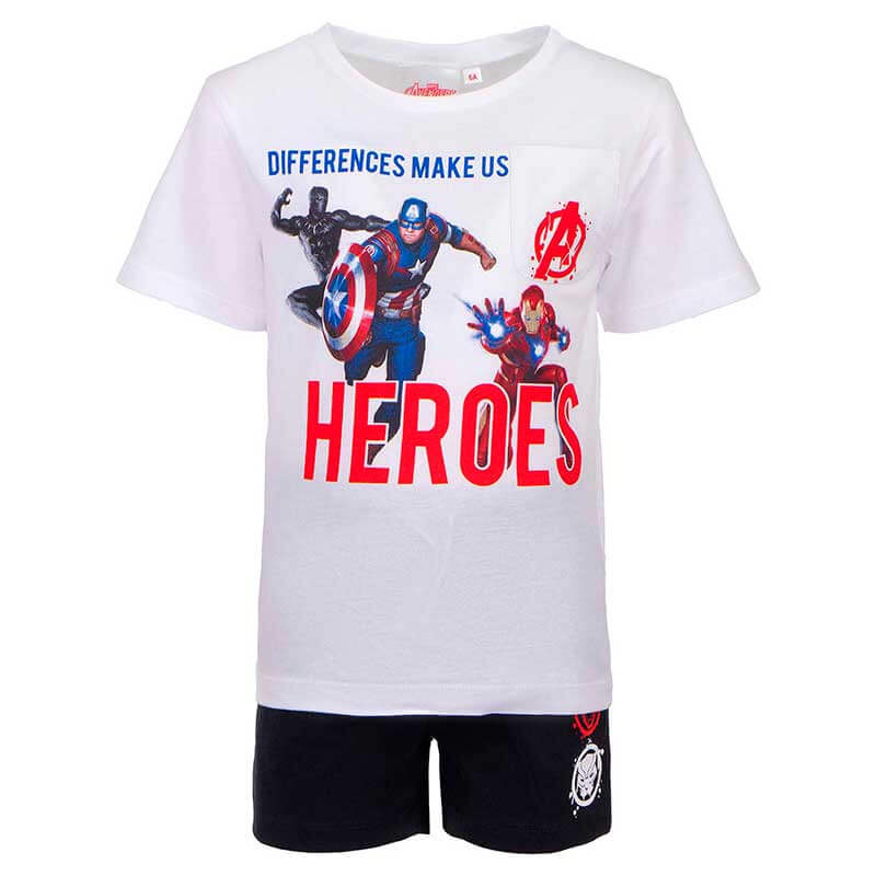 Avengers Tshirt og shorts - Hvid